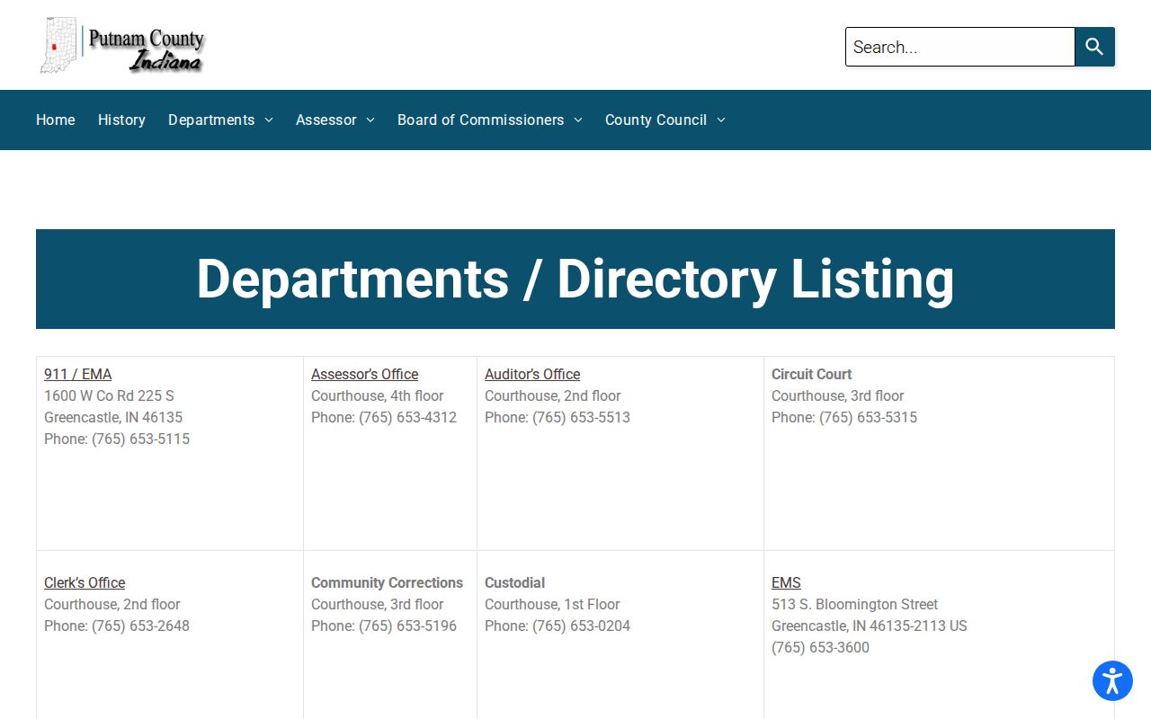 Putnam County court docket older records route