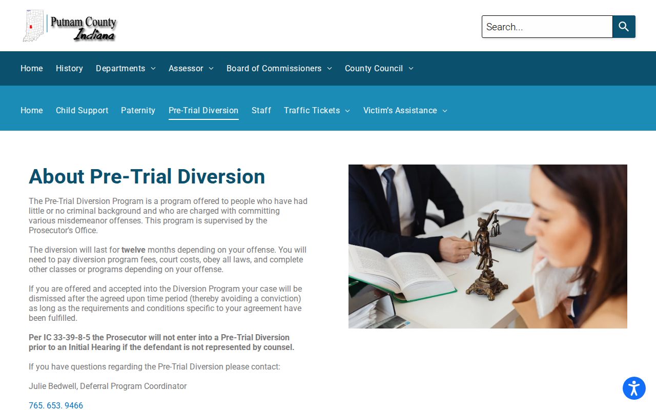 Putnam County criminal docket pretrial diversion information