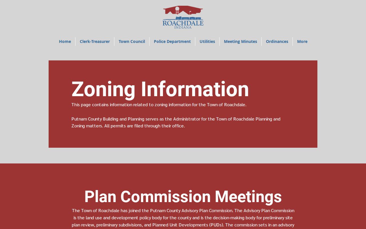 Roachdale Plan Commission route compared with Roachdale court docket access